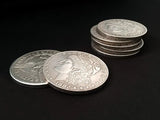 Morgan Dollar Shell and Coin Set (5 Coins + 1 Head Shell + 1 Tail Shell) by Oliver Magic