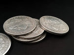 Morgan Dollar Shell and Coin Set (5 Coins + 1 Head Shell + 1 Tail Shell) by Oliver Magic