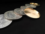 Morgan Dollar Shell and Coin Set (5 Coins + 1 Head Shell + 1 Tail Shell) by Oliver Magic