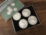 Morgan Dollar Shell and Coin Set (5 Coins + 1 Head Shell + 1 Tail Shell) by Oliver Magic