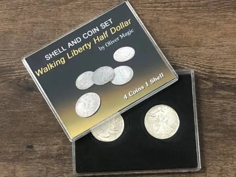 Walking Liberty Half Dollar Shell and Coin Set by Oliver Magic
