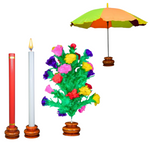 Candle To Umbrella and Bouquet